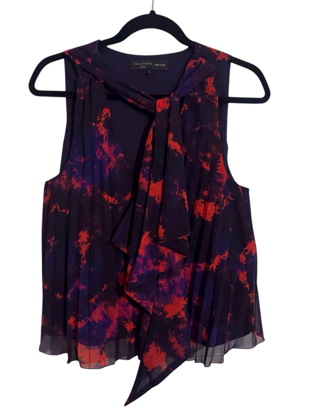 House Of Harlow 1960 x Revolve Medium Elsa Pleated Blouse Top Tie Dye Sleeveless
